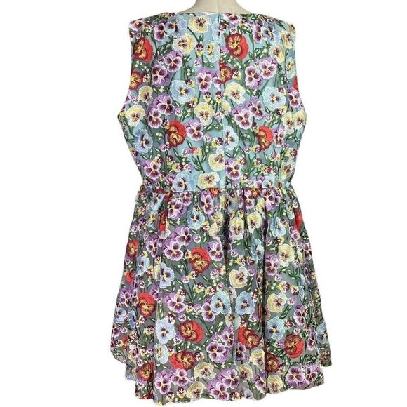 Jessakae Fit Flare Dress Women 3X Blue Multi Ava Floral Embroidery Sleeveles NEW - Picture 4 of 12